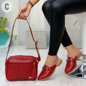 Sueco Plano + bolso 100%cuero