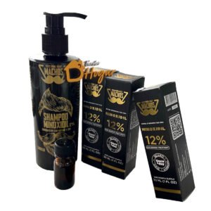3 Minoxidil 12 + Aceite 4 en 1 + Shampoo 12% + Envio