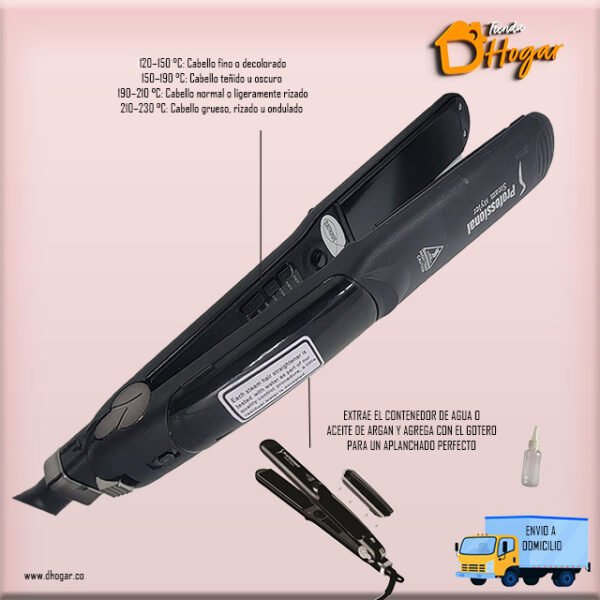 Plancha Cabello Vapor Profesional