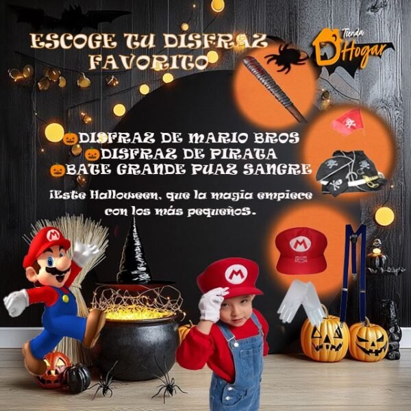 Disfraces niños, Super Mario, Pirata y bate pua