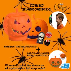Calabaza Decorativa con Luz + Timbre Halloween con Luz y Sonido