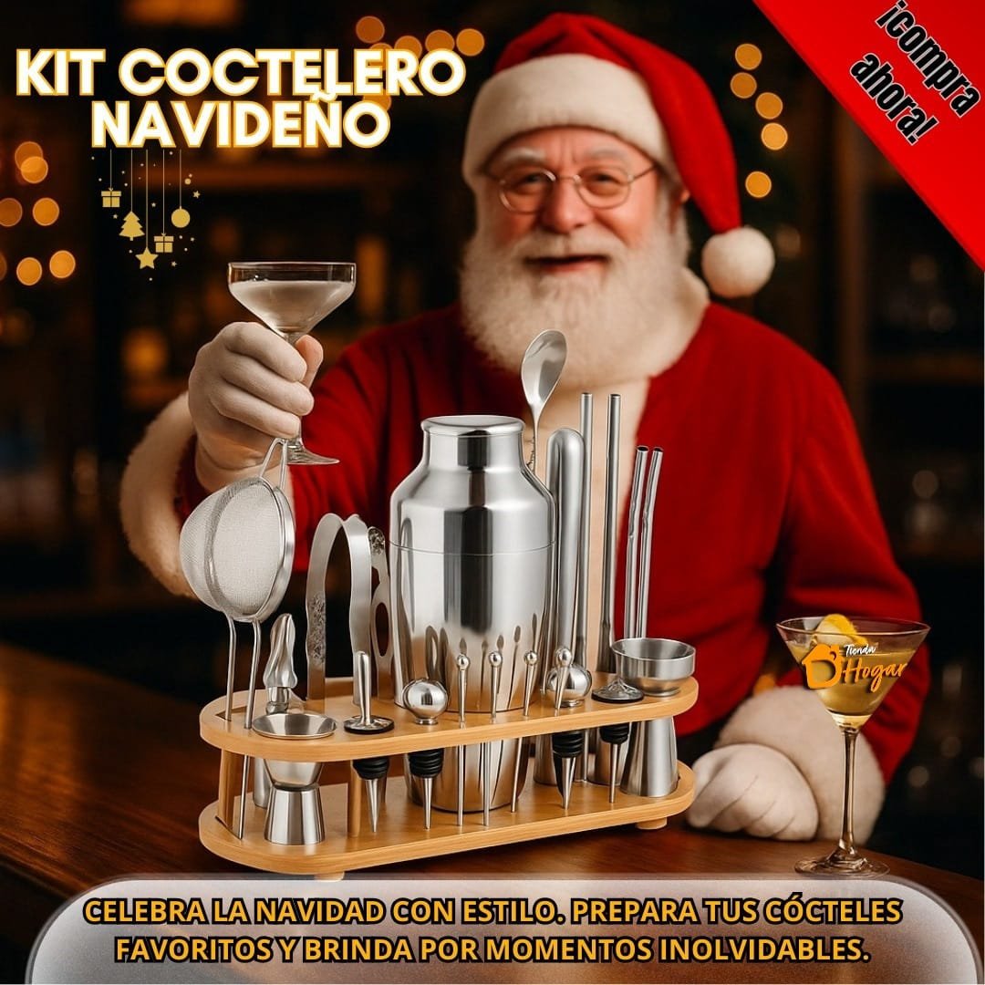Kit de Coctelería Profesional – 23 Piezas con Soporte de Bambú