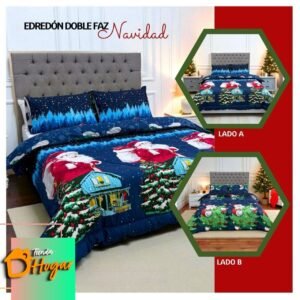 Cubrelecho doble faz de navidad algodon 100%